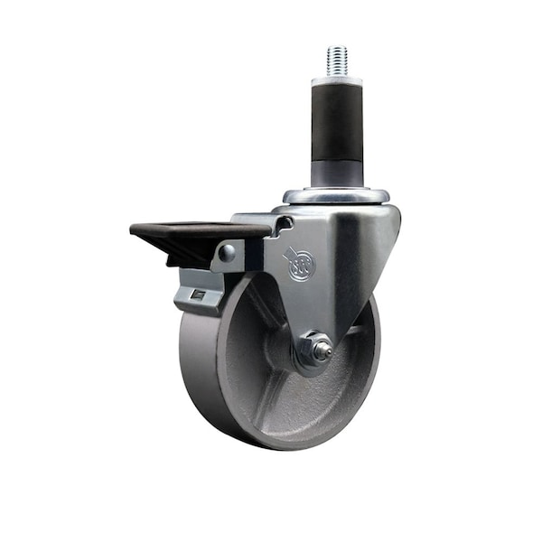 4'' Semi Steel Swivel 1-1/4'' Expanding Stem Caster with Brake